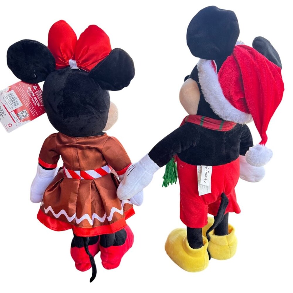 Disney Holiday Mickey & Minnie Mouse Plush Dolls 24" Christmas Decor Set - Picture 2 of 12